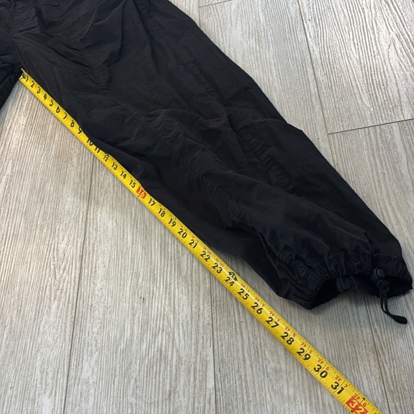 Zara Black Elastic Waist Wide Leg Pull On Windbreaker Parachute Jogger Pants L - Picture 10 of 12